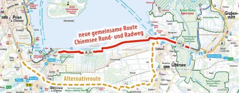 Kartenausschnitt Chiemsee Rund- und Radweg